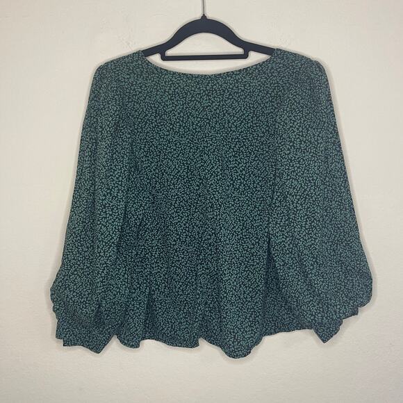 A New Day Women’s Printed Bishop Long Sleeve Top Green & Black - Size M - Picture 6 of 6